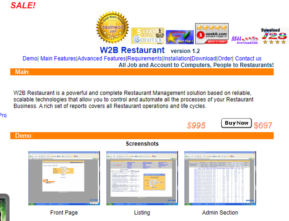 W2B Restaurant Screenshot 1