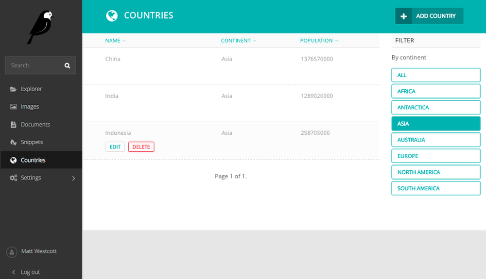 Wagtail Screenshot 1