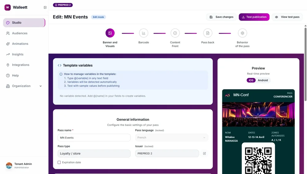 Build a pass in few clicks