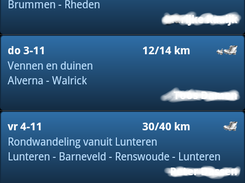 Alle wandelingen in een lijst