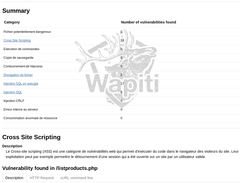 Extract : top of a generated vulnerability report in HTML format