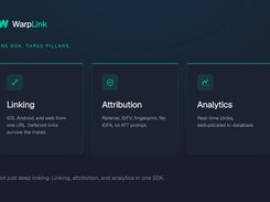 One SDK, three pillars: deep linking, install attribution, and real-time analytics.