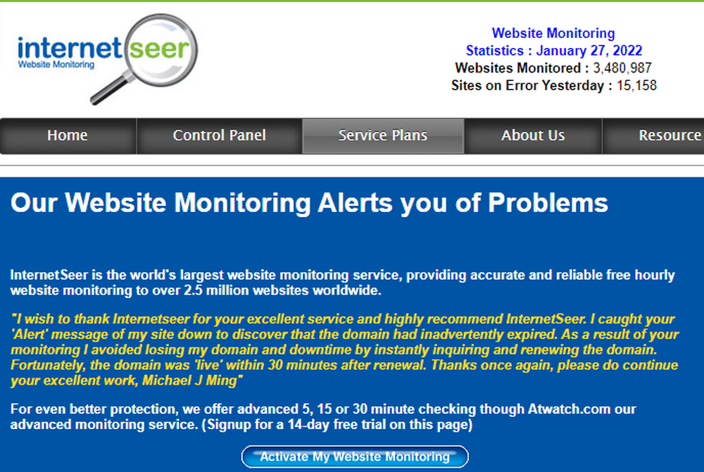 InternetSeer Screenshot 1