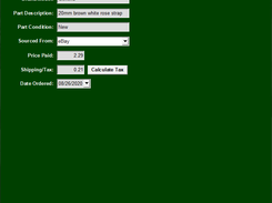 Parts Data Entry Form