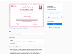 Recipient Portal: Learners can view and engage with their certificate or badges here