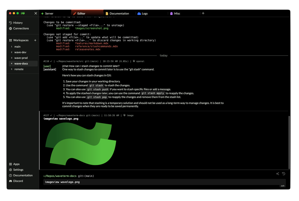 Wave Terminal Screenshot 1