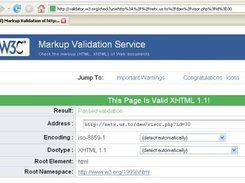 XHTML validation screen at W3C