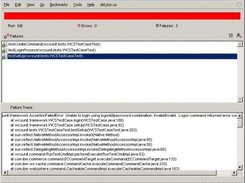 The ShowTests view with failed tests and stack trace info