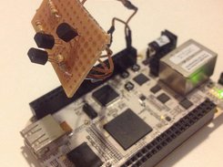 DS18B20 mounted onto a perfboard / open collector buffer