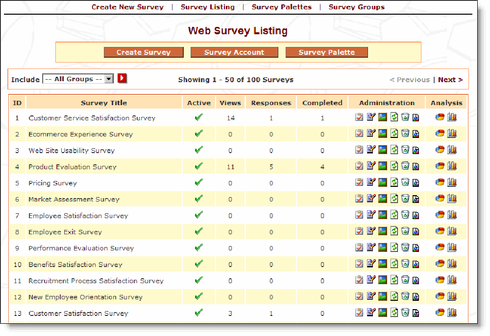 Web Survey Screenshot 1