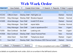 Web Work Order Screenshot 1