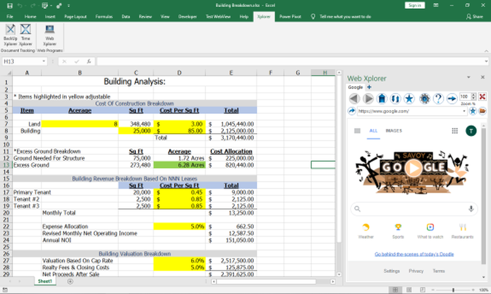 Web Xplorer | Excel Task Pane