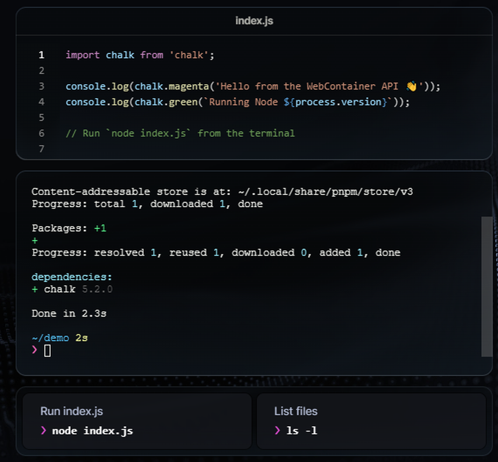 WebContainers Screenshot 1
