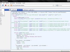 HTML file in editor, Edit menu opened.