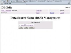 DB Edit screen for Selecting which database to connect to