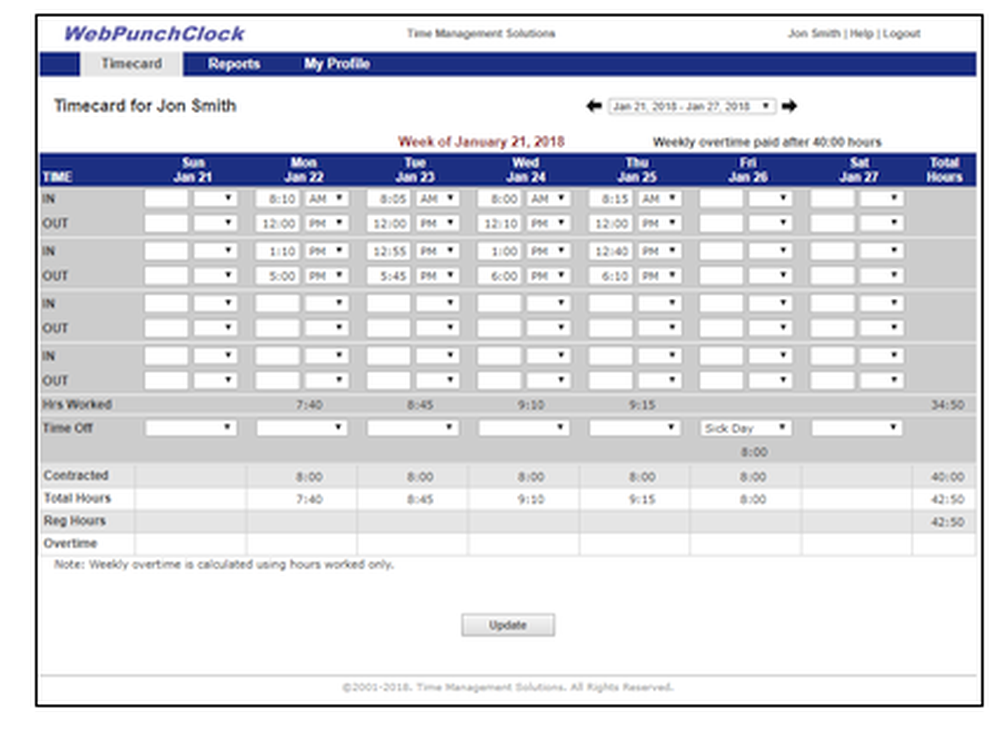 WebPunchClock  Screenshot 1