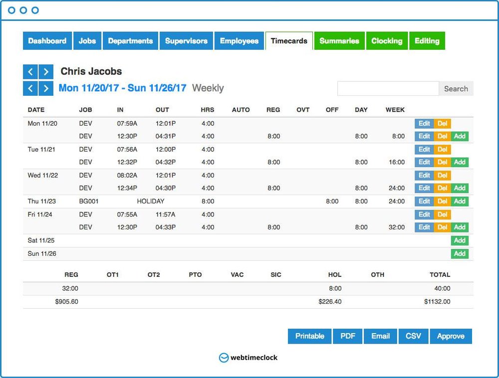Webtimeclock Screenshot 1