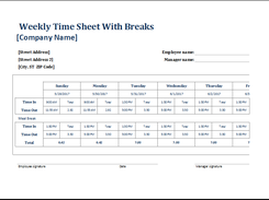 weekly time sheet with break