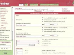 Matcher program menu. Sequences are from UniProt database.