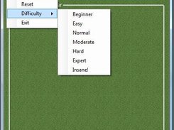 Menu options to select initial difficulty level.
