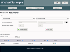 Sample website: page with the shared documents 