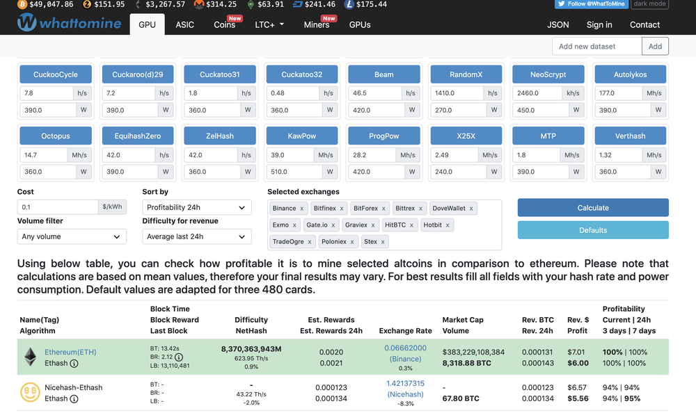 WhatToMine Screenshot 1
