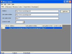 Where Spider - Sites tab