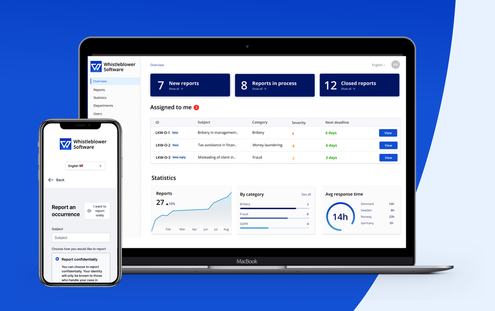You can access the whistleblowing system on your preferred device without any friction. We guarantee the full functionality and effortless reporting or case handling from anywhere.