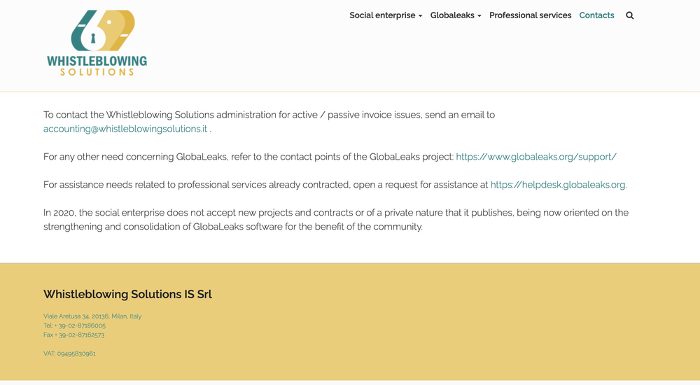 Whistleblowing Solutions Screenshot 1
