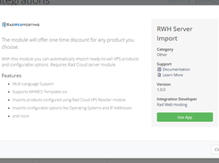 Overview of new RWH Server Import addon that offers import of pre-configured WHMCS cloud VPS products, giving resellers a head-start on their business.