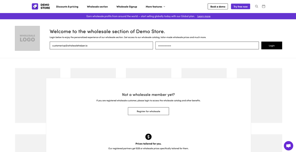 A Dedicated Wholesale Section for customers to register for wholesale account and see discounted prices
