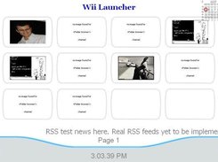 Main screen of the HTPC Wii Launcher with RSS feeds