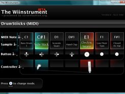 The percussion mode screen (Version 0.2.1b Windows Vista).