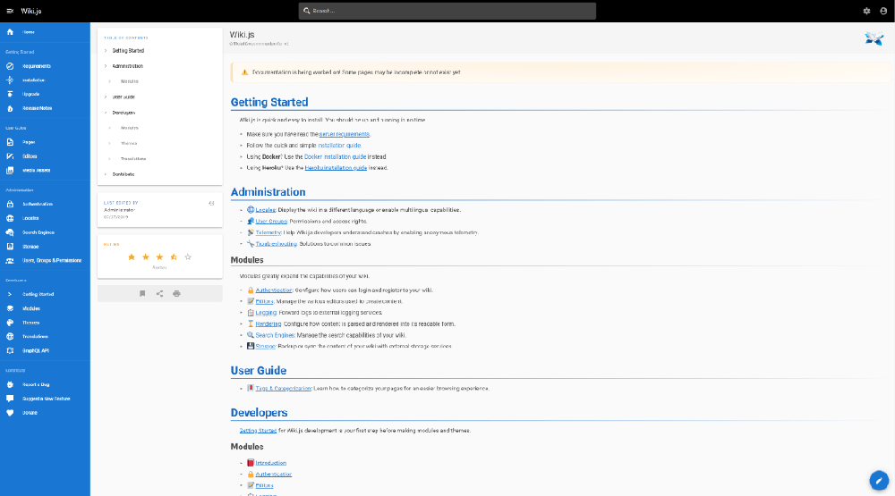 Wiki.js Screenshot 1