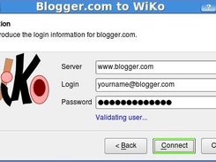 Blogger2Wiko Wizard - Login page