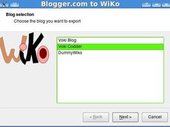 Blogger2Wiko Wizard - Blog selection