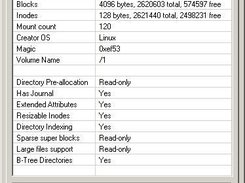 The 'Win2fs' property page for a mounted volume.