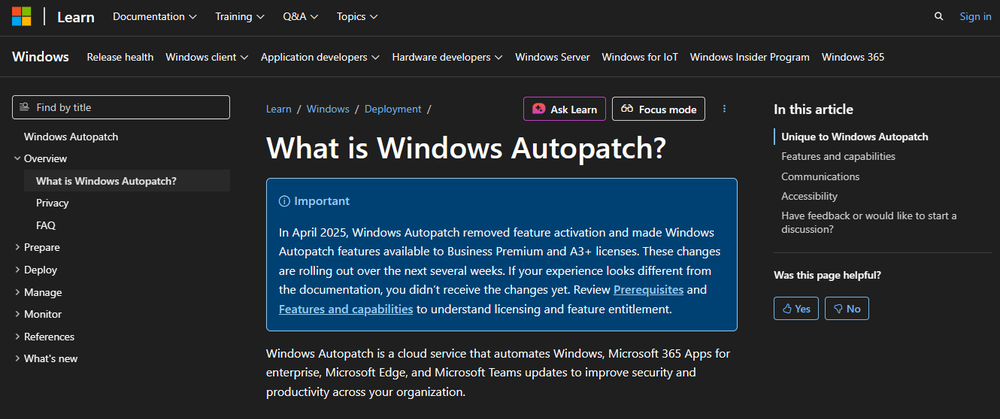 Windows Autopatch Screenshot 1