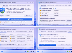 Scanning executable file for missing DLL dependencies  Detected missing DLL files  Recommended official runtimes  Exportable dependency scan report