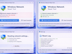 Detecting network connection issues  Resetting Windows network settings  Network reset in progress  Network connection restored