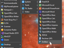 TrayMenu displaying a Start Menu