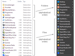 Folder content is displayed as a menu