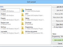 Edit preset window