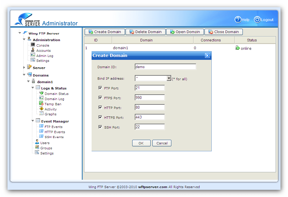 Wing FTP Server Screenshot 1