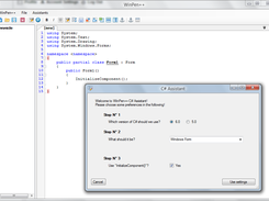 Using the C# Assistant to make a new Windows Form.