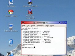 An overview of the desktop after mounting the shares.