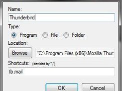 The form used to make or edit a shortcut.