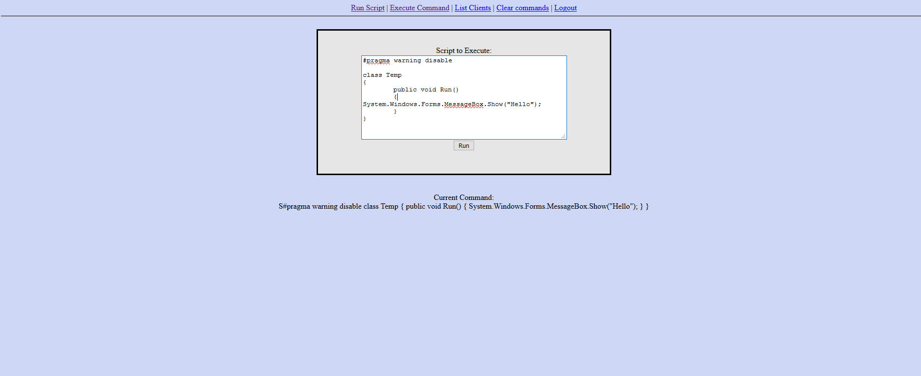 Winsible 2k allows you to run C# scripts on hundrets connected clients at once.