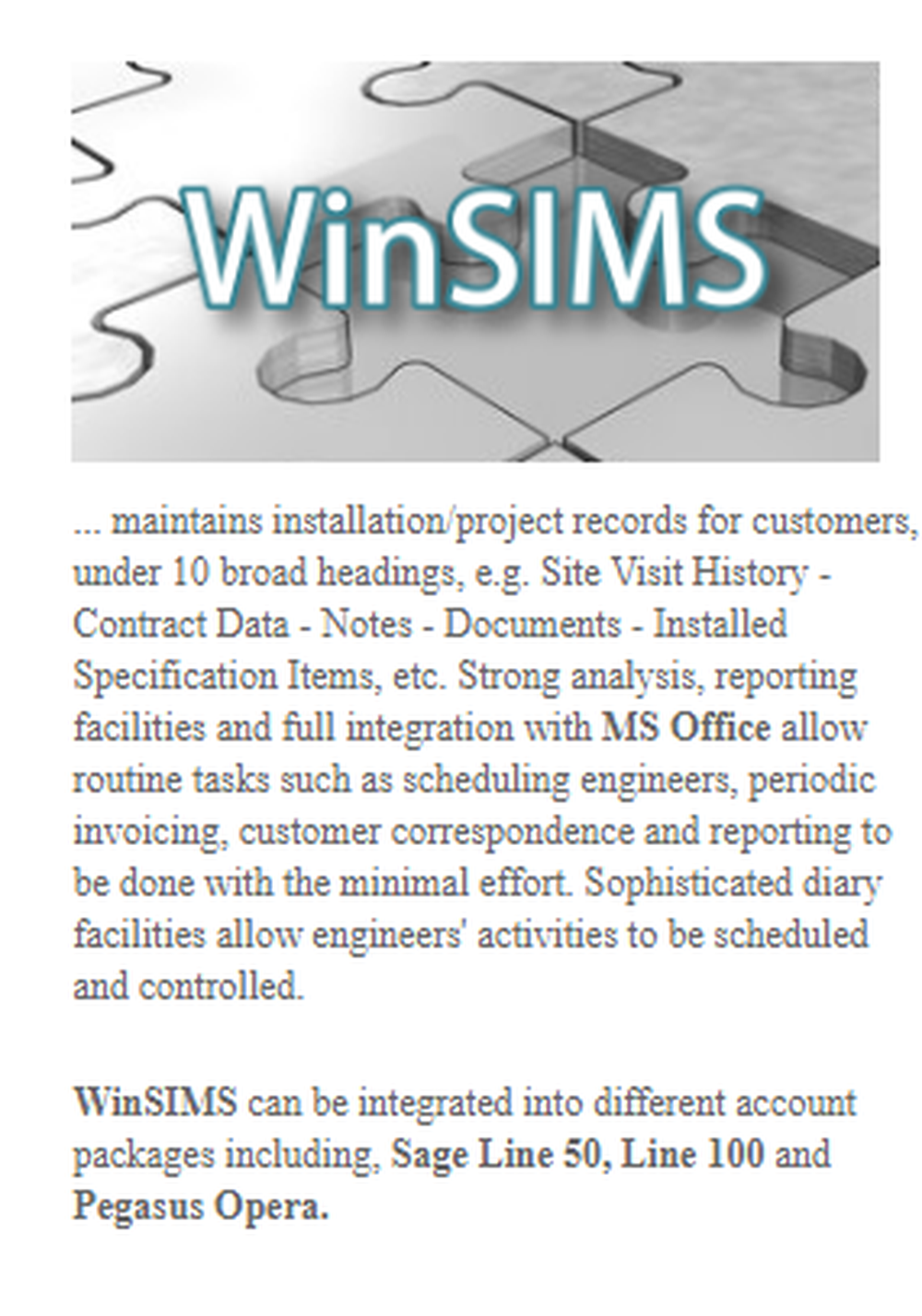 WinSIMS Screenshot 1