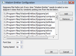 The screen saver config dialog